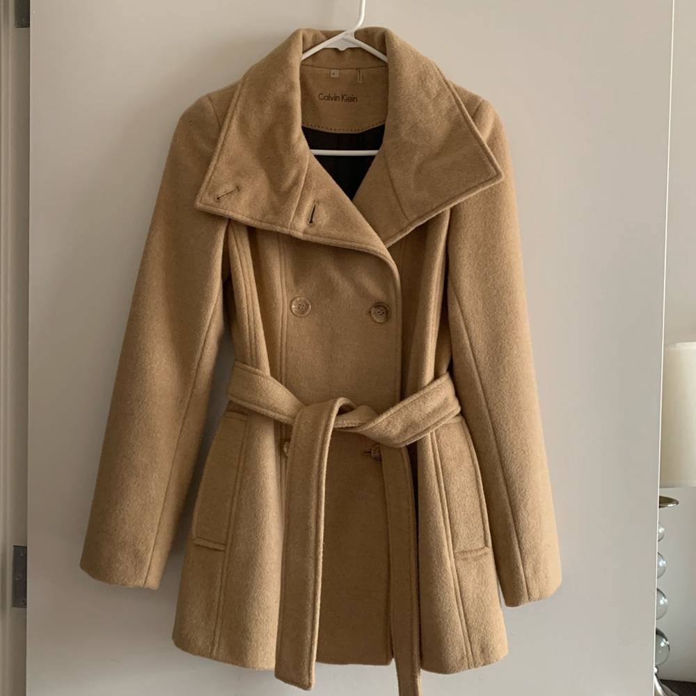 CALVIN KLEIN Belted Camel Coat